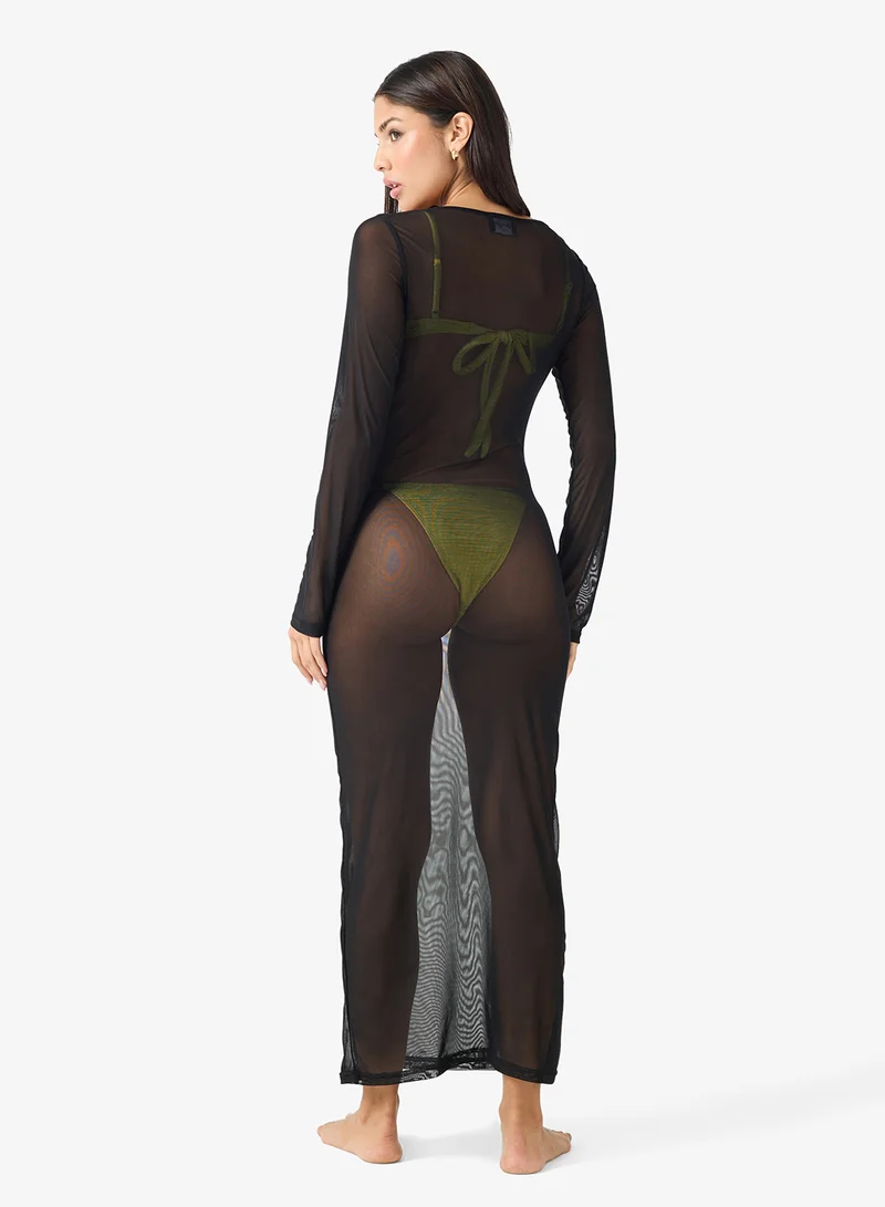 جينجر Scoop Neck Beach Cover Up Dress